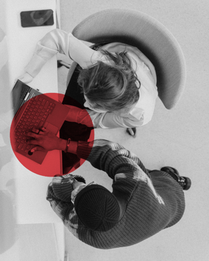 Top view office red circle solid